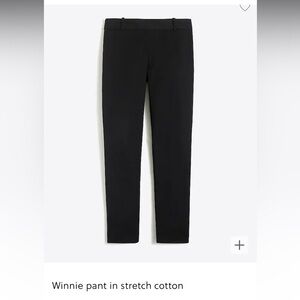J. Crew Winnie Pant in Stretch Cotton - Black Size 6